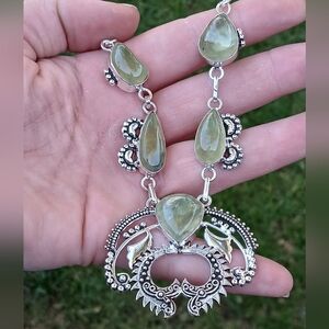 New Prehnite 925 Silver Necklace. 